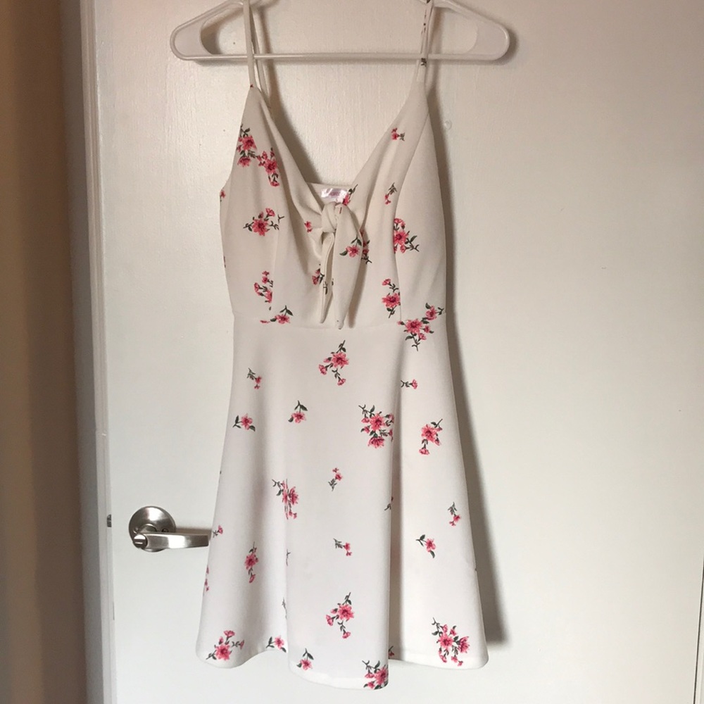 White dress w/ Pink floral design